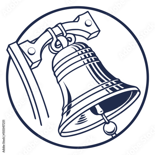 Outline Bell Icon in Circle Frame Minimal Vector Design