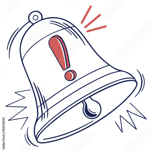 Bell with Exclamation Mark in Bold Clean Vector Art