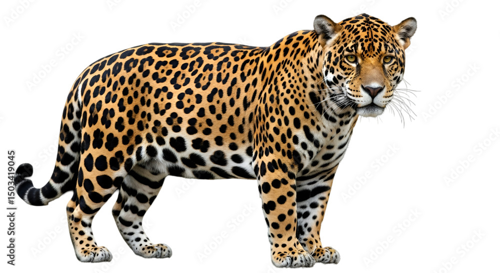 Majestic jaguar poses spotted and strong Majestic jaguar poses spotted and strong