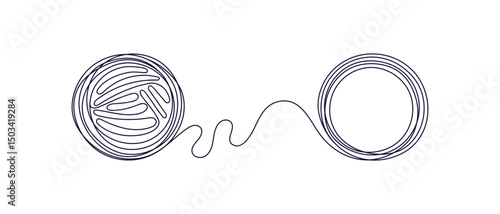 Stress line concept. Chaos and mess Untangle ball