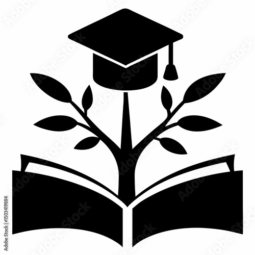 Graduation Education Logo Vector Art Illustration