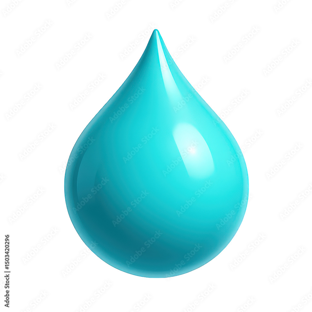 Glossy Teal Water Drop Illustration Glossy Teal Water Drop Illustration