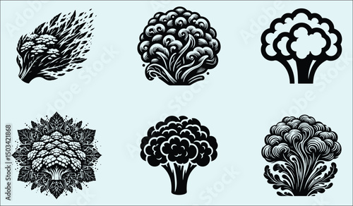 Vibrant Cauliflower Vegetable Floral Design Illustration