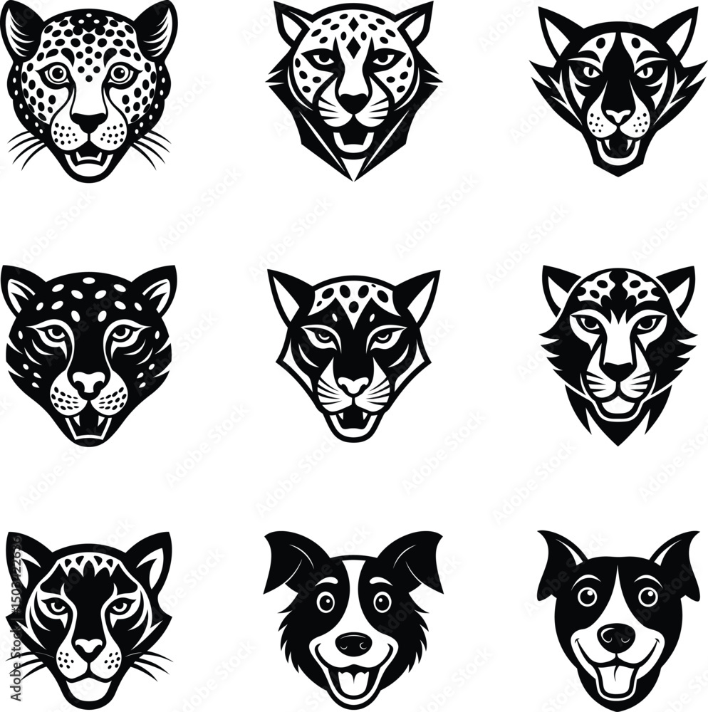 Fototapeta premium set of animals head logo vector art.