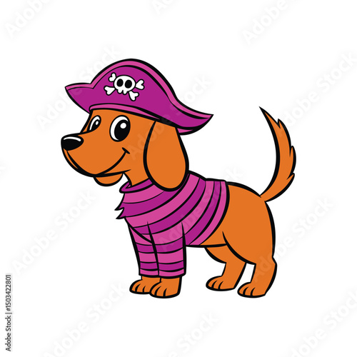 Pirate dog with hat and eye patch for Halloween adventure theme  