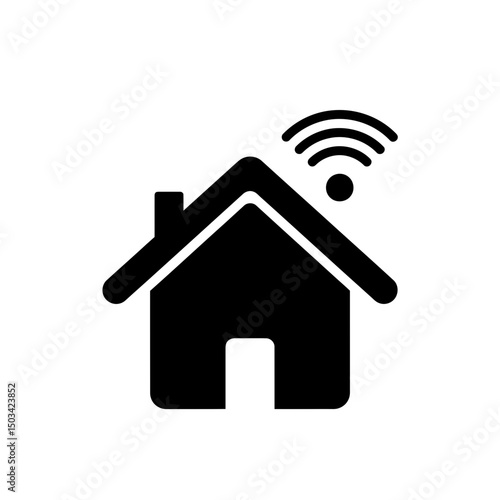 Smart home icon with Wi-Fi signal illustration  