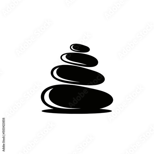Stacked black stones in a minimalist style for wellness and balance  