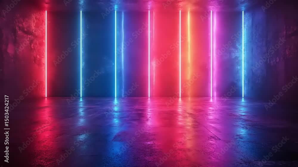Neon lights with grunge room, and vibrant. Neon lights with grunge room, and vibrant.