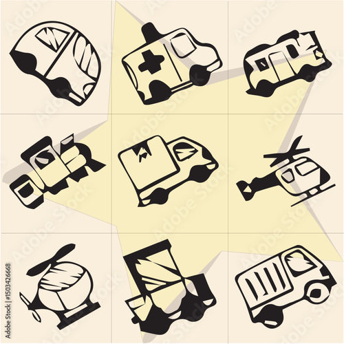 All kind of transportation vector Black and white set-47
