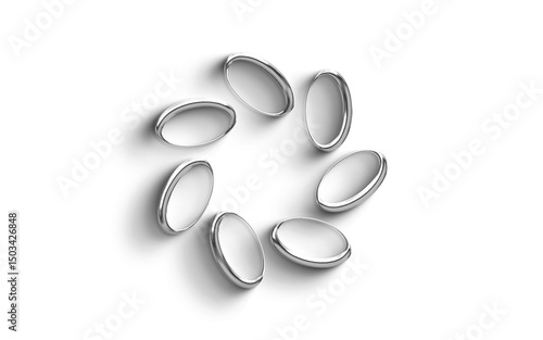 Abstract Metallic Silver Shaped  element Object On a transparant Background