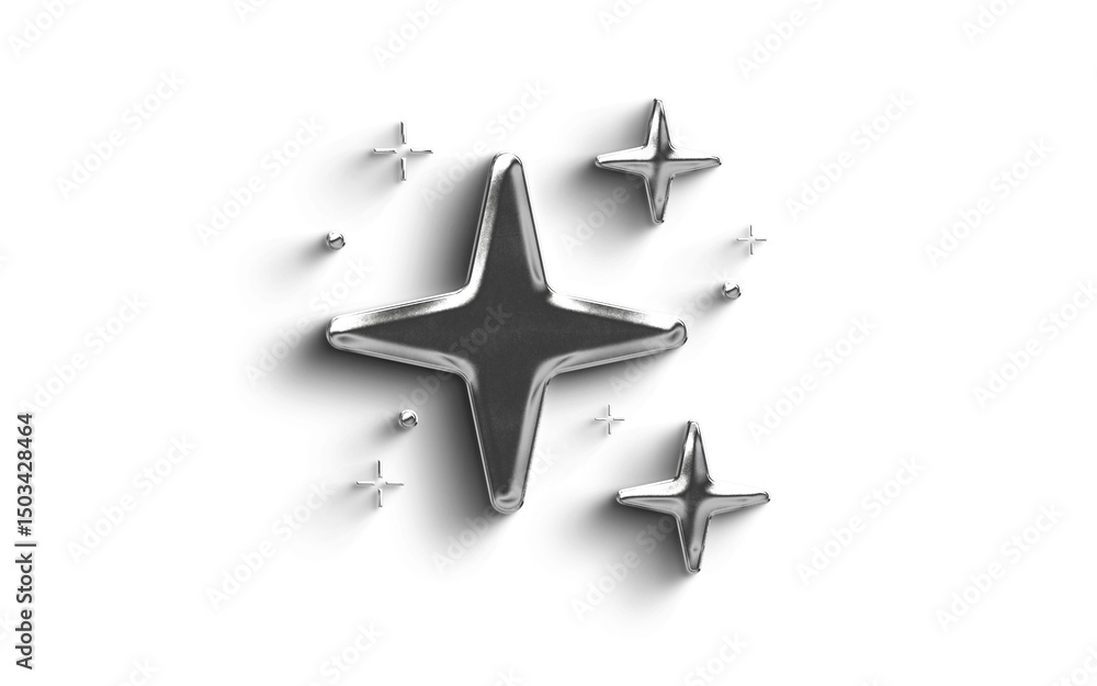 Fototapeta premium Abstract element Object Silver Shaped Metallic On a transparant Background