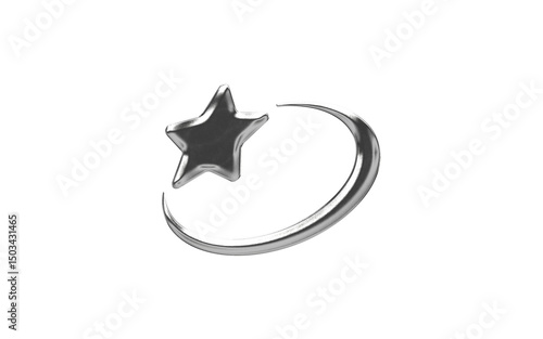 abstract chrome shape y2k star rounded element transparent background png