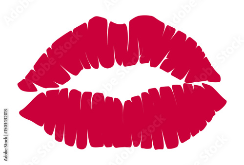 Imprint of women's lips for a kiss. Red silhouette of a kiss. Imprint of lipstick, makeup. Kiss sign symbolizing passion and romance. Vector illustration of Valentine's Day. Vector illustration EPS 10