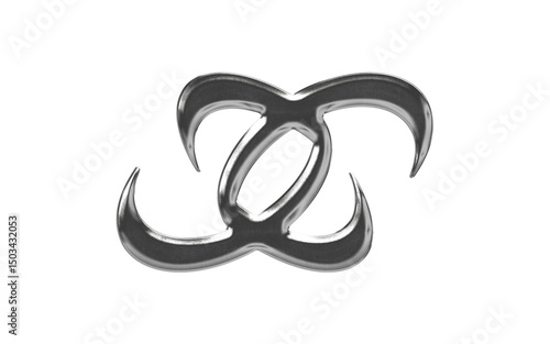 abstract chrome shape y2k element transparent background png