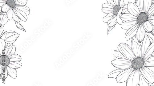 Elegant white floral sketch borders