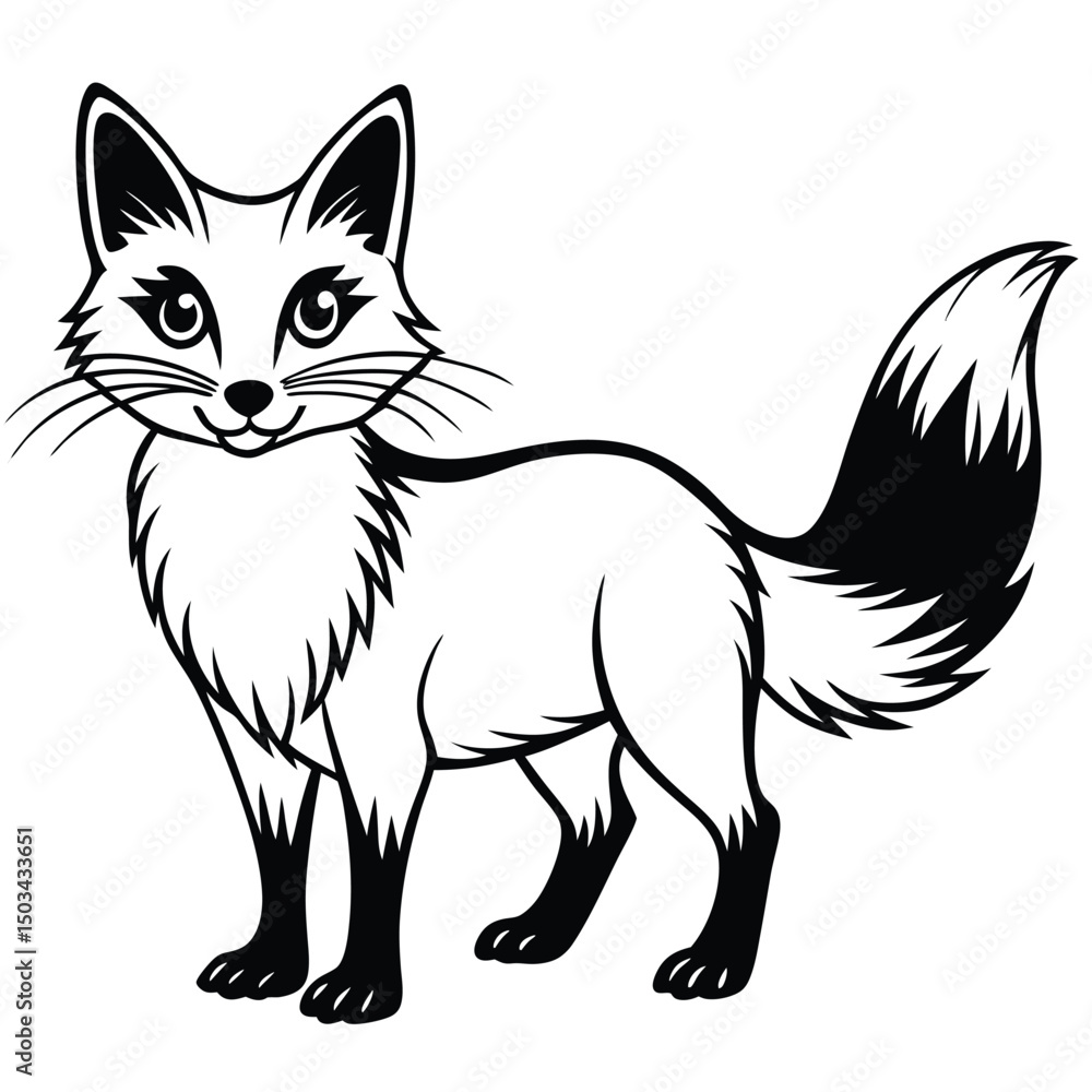 Obraz premium Red Fox vector illustration white background