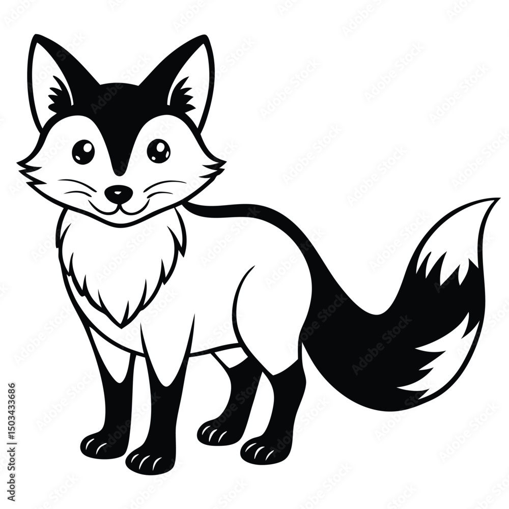 Obraz premium Red Fox vector illustration white background