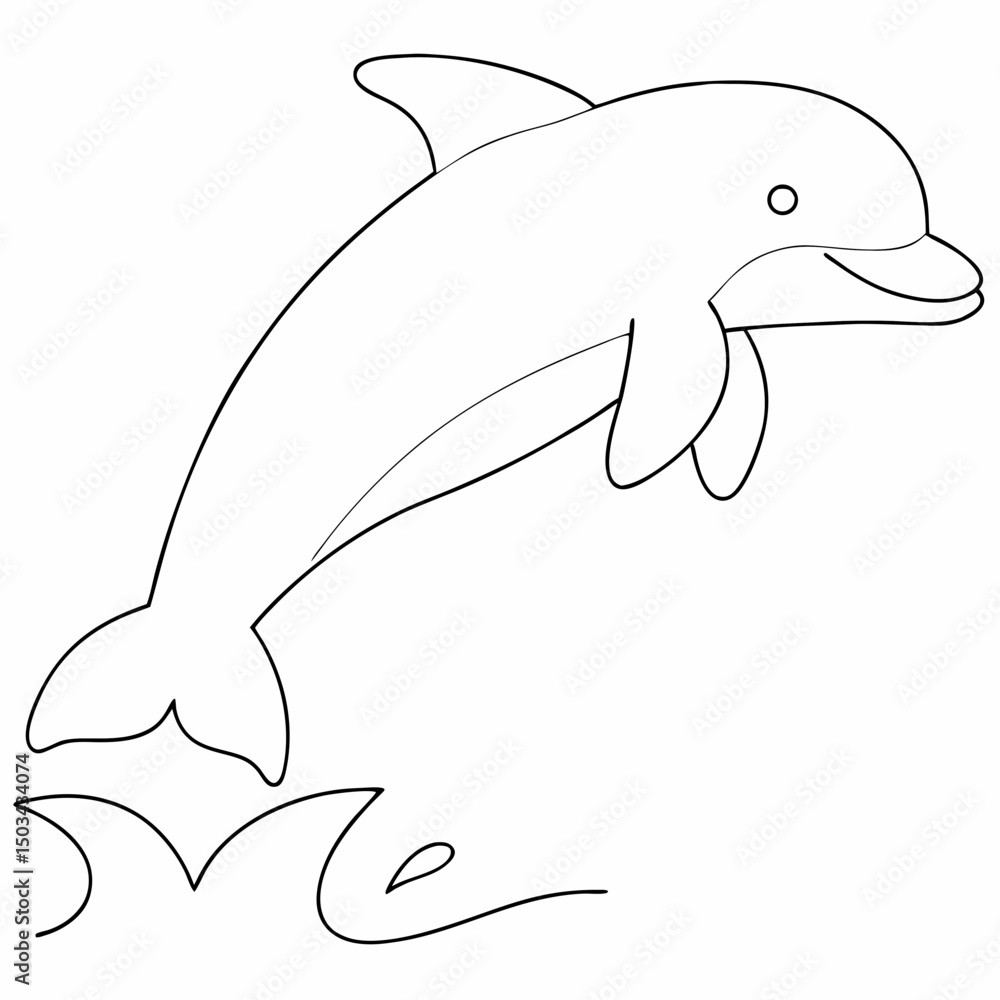 Obraz premium Dolphin coloring page simple and minimal line art illustration on white background