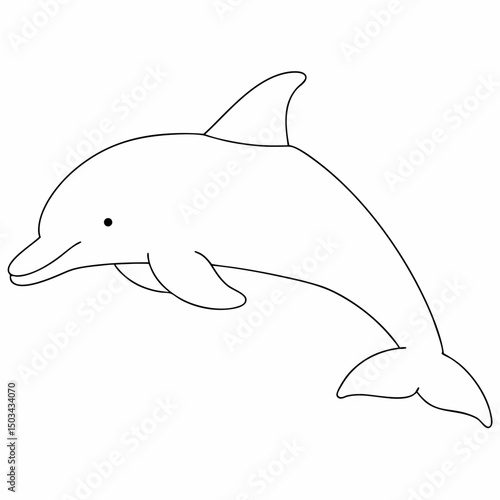 Dolphin coloring page simple and minimal line art illustration on white background