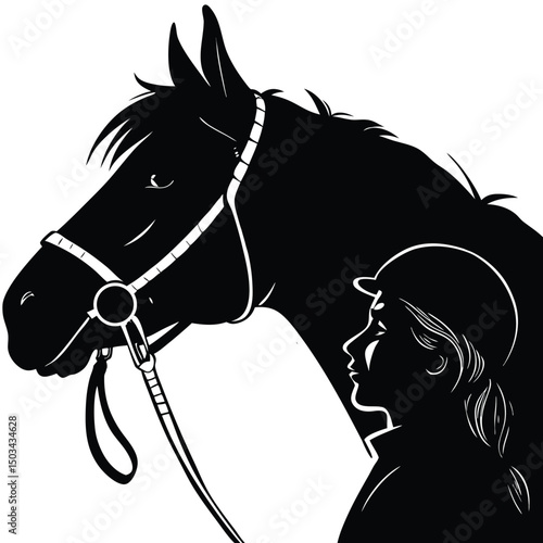 A silhouette of a person riding a horse.