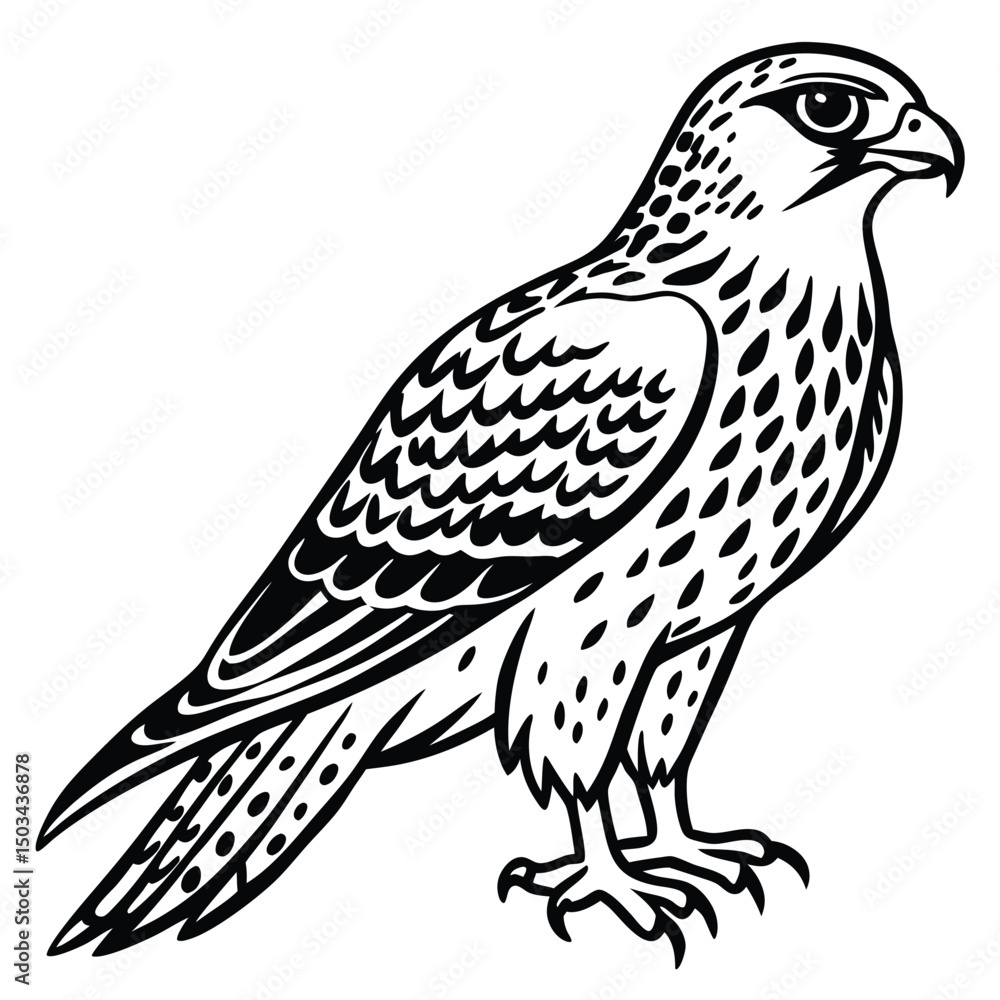 Fototapeta premium Red -Tailed Hawk vector illustration white background
