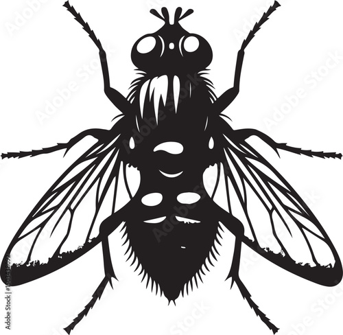 Simple Black House Fly Insect Vector