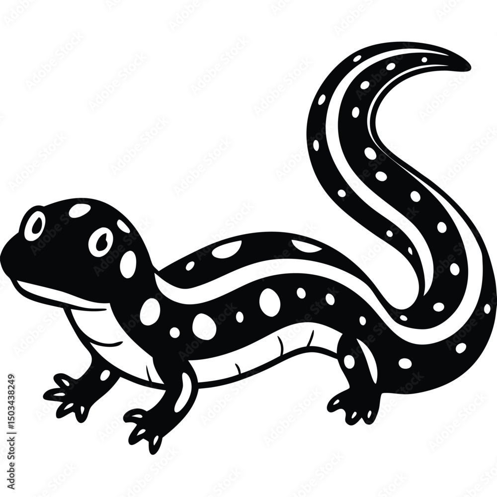 Fototapeta premium Red-Spotted Newt vector illustration white background
