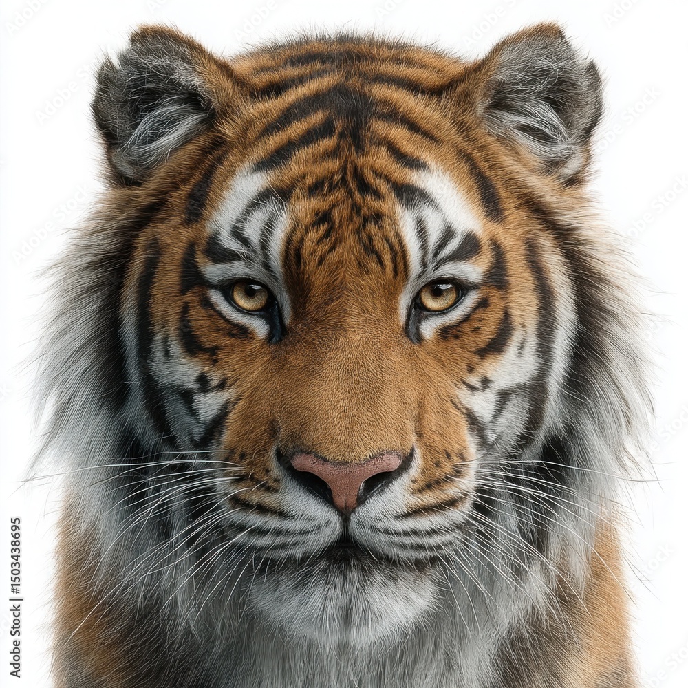 Fototapeta premium Majestic Tiger Portrait: Vibrant Stripes and Colorful Eyes in the Wild