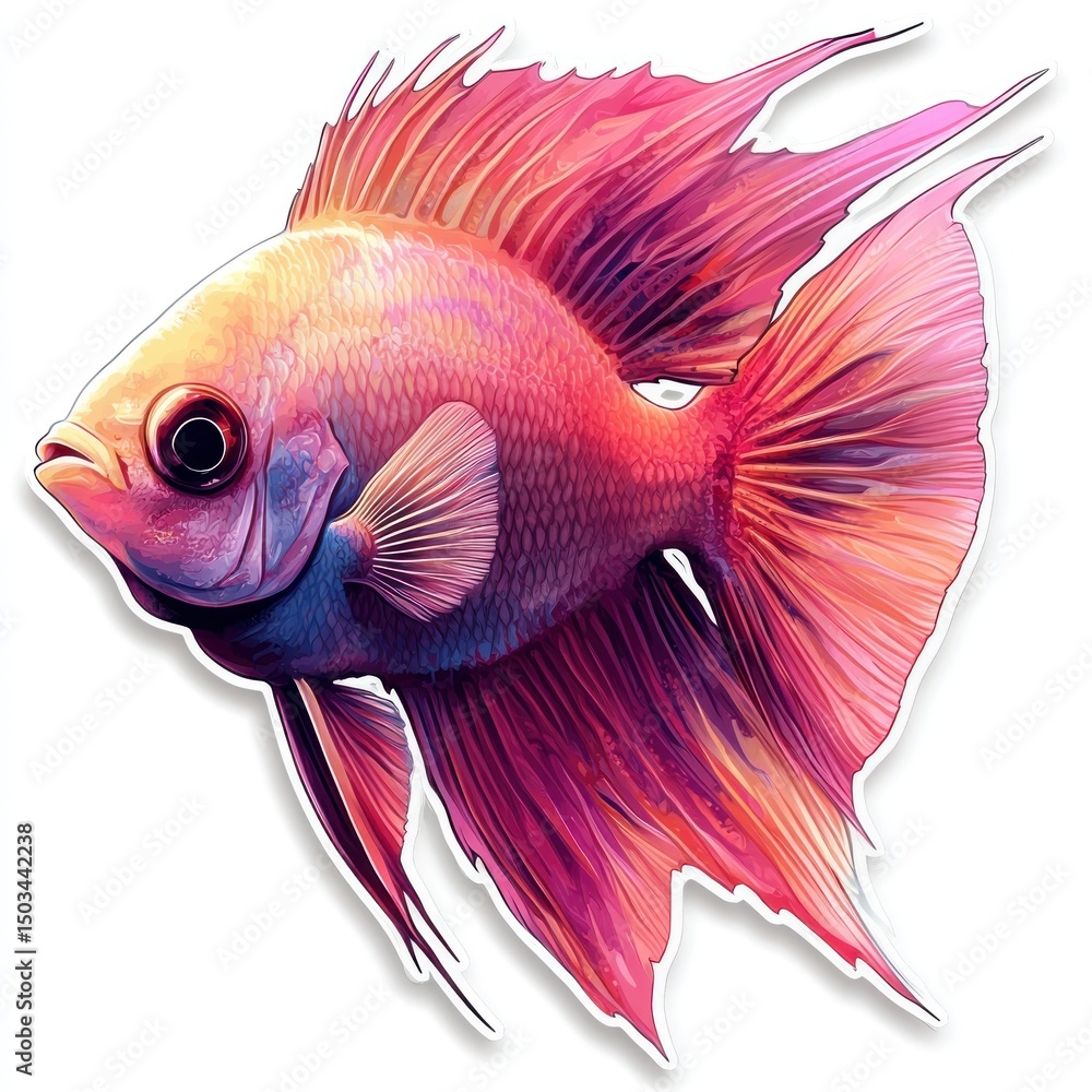 Fototapeta premium Vibrant Pink Fish: A Digital Art Masterpiece