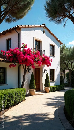 Fototapeta Naklejka Na Ścianę i Meble -  House street with flowers