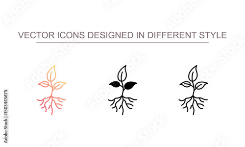 Plant Roots icon design with white background stock illustration