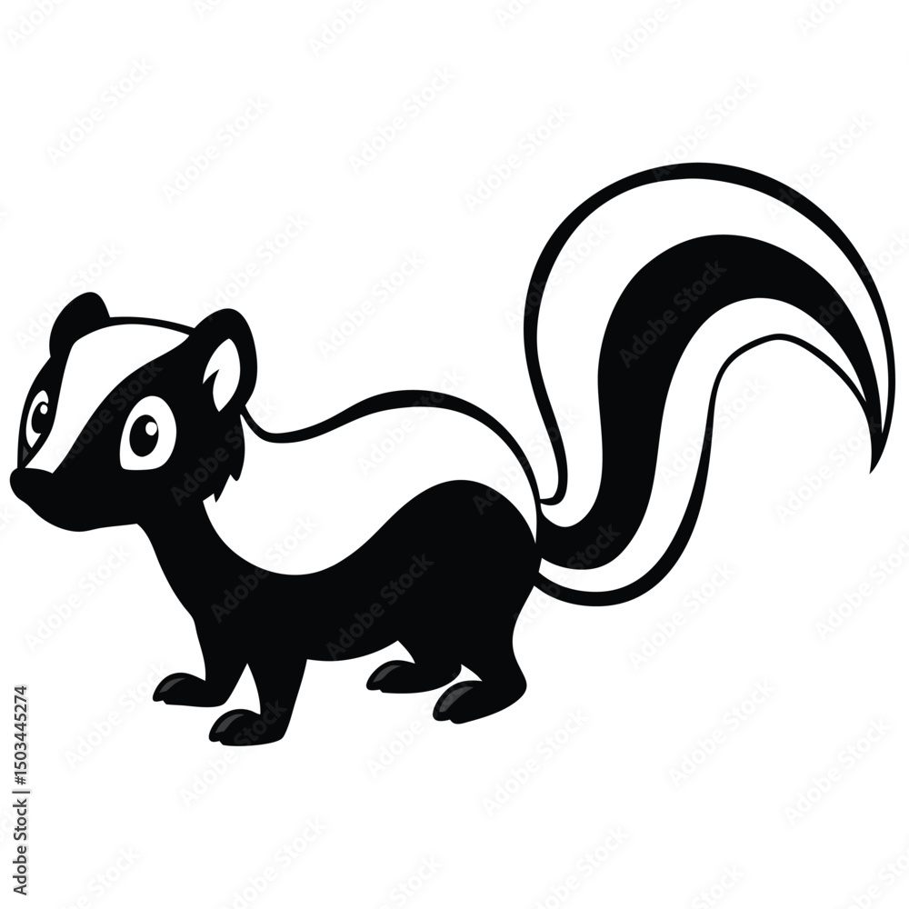 Fototapeta premium Striped Skunk vector illustration white background
