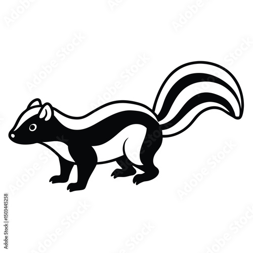 Striped Skunk vector illustration white background