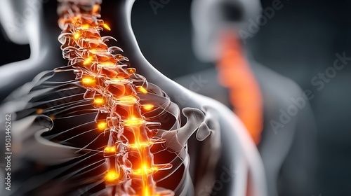 Scoliosis aggravation worsened spinal curvature under stress medical style curved spine image