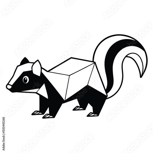 Striped Skunk vector illustration white background