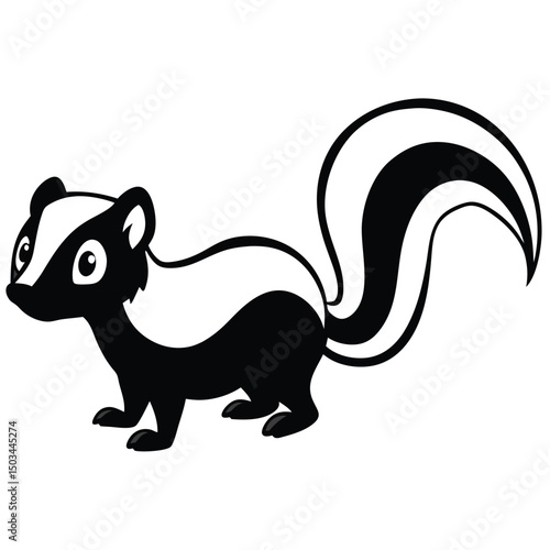 Striped Skunk vector illustration white background
