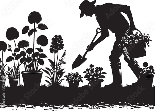 silhouette of a man with a flower