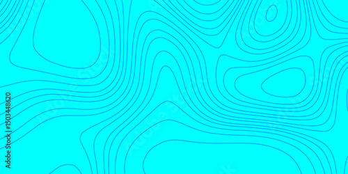 Abstract lines background contour maps landscape geodesy topographic texture grid, geometric line blue and cyan color seamless pattern with geographic mountain relief modern art topographic design.