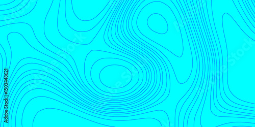 Abstract lines background contour maps landscape geodesy topographic texture grid, geometric line blue and cyan color seamless pattern with geographic mountain relief modern art topographic design.