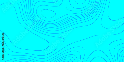 Abstract lines background contour maps landscape geodesy topographic texture grid, geometric line blue and cyan color seamless pattern with geographic mountain relief modern art topographic design.