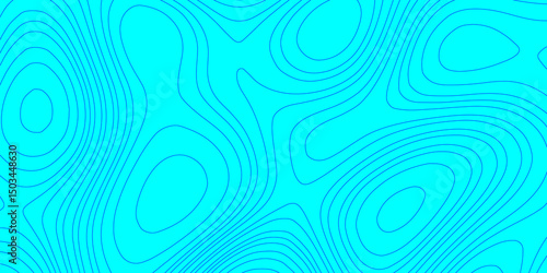 Abstract lines background contour maps landscape geodesy topographic texture grid, geometric line blue and cyan color seamless pattern with geographic mountain relief modern art topographic design.