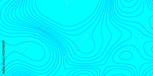 Abstract lines background contour maps landscape geodesy topographic texture grid, geometric line blue and cyan color seamless pattern with geographic mountain relief modern art topographic design.