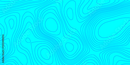 Abstract lines background contour maps landscape geodesy topographic texture grid, geometric line blue and cyan color seamless pattern with geographic mountain relief modern art topographic design.
