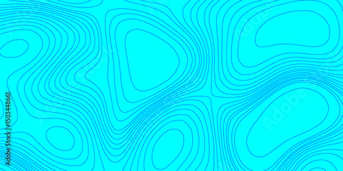 Abstract lines background contour maps landscape geodesy topographic texture grid, geometric line blue and cyan color seamless pattern with geographic mountain relief modern art topographic design.