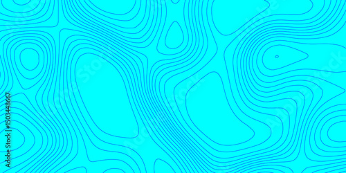 Abstract lines background contour maps landscape geodesy topographic texture grid, geometric line blue and cyan color seamless pattern with geographic mountain relief modern art topographic design.