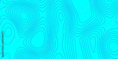 Abstract lines background contour maps landscape geodesy topographic texture grid, geometric line blue and cyan color seamless pattern with geographic mountain relief modern art topographic design.
