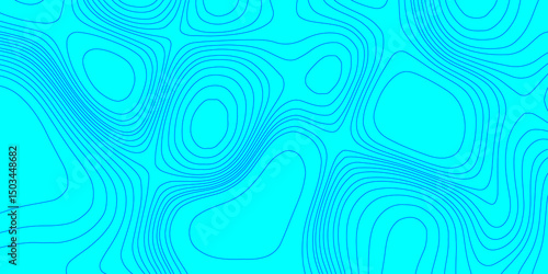 Abstract lines background contour maps landscape geodesy topographic texture grid, geometric line blue and cyan color seamless pattern with geographic mountain relief modern art topographic design.