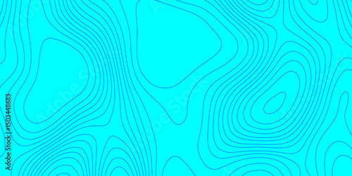 Abstract lines background contour maps landscape geodesy topographic texture grid, geometric line blue and cyan color seamless pattern with geographic mountain relief modern art topographic design.