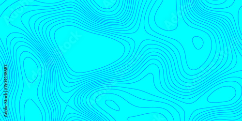 Abstract lines background contour maps landscape geodesy topographic texture grid, geometric line blue and cyan color seamless pattern with geographic mountain relief modern art topographic design.