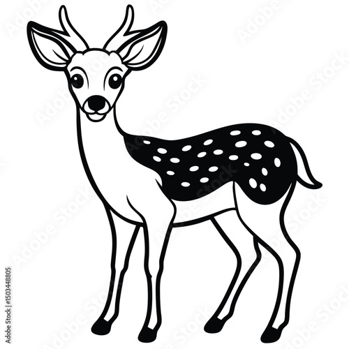 White Tailed Deer vector illustration white background